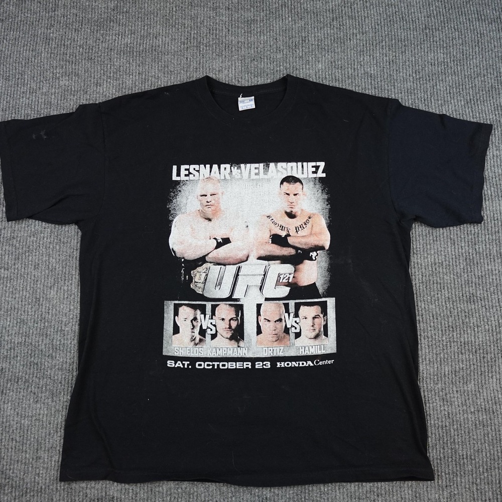 UFC Lesnar Velasquez Shirt Mens 2XL Black 121 Fight Card Graphic Tee MMA